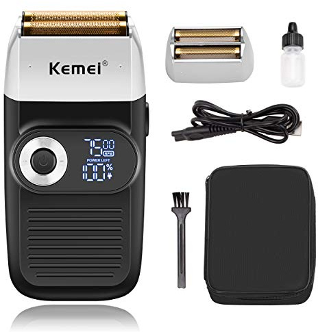KEMEI Rasoir Électrique pour Hommes - Shaver Homme sans Rasage de Près SANS FIL avec Écran LED - Livré avec un Étui de Transport Pratique