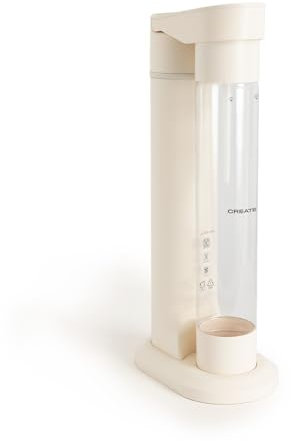 CREATE/SODA MAKER STUDIO/Wassersprudler 1L Cremeweiß/Keine CO2-Flaschen enthalten, kohlensäurehaltig in 4 Schritten, BPA-freie Flasche, keine Stecker