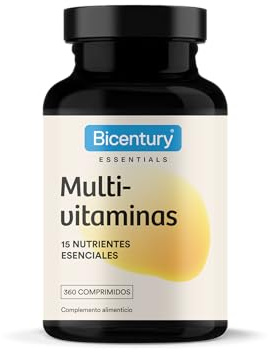 Bicentury Multivitaminas y Minerales - 15 Nutrientes Esenciales, Vitaminas A B C D E K, Zinc, Selenio, Calcio y más. Sin alergenos. 360 Comprimidos, hasta un año de producto en formato familiar.
