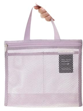 Quick-Dry Mesh Shower Bag with Zipper & Dual Pockets Portable Shower Tote for Gym, Travel, Camping, Beach Essentials Organizer