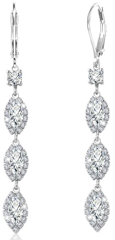 ALEXCRAFT Boucles D'oreilles Pendantes Longues Femme Argent 925, Boucles d'Oreilles Zircon Élégantes Brillantes Hypoallergéniques, Cadeaux de Bijoux