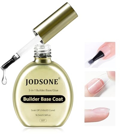 JODSONE Builder Base Coat Gel 3 in 1 – 16,5 ml No Wipe Foundation per smalto gel, punte delle unghie e struttura sovrapposta, durevole, indurimento U V/LED per nail art fai da te