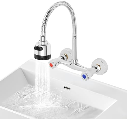 Wasserhahn Küche Küchenarmatur mit Brause 360° Heiß und Kaltwasserhahn Ausziehbar Spültischarmatur Mischbatterie Armatur Spültischarmatur, Zwei Sprühfunktionen, Wasserspar