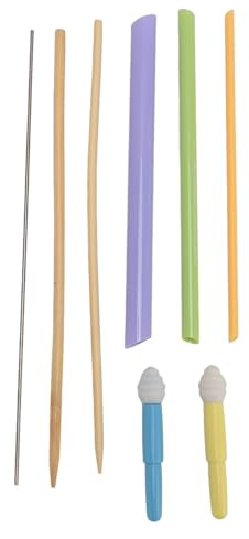 Fabric Tube Turner Set Stainless Steel Bamboo Plastic Quick Turning Tool with Mini Thread Removers for Home Sewing Crafts Projects 3PCS Tube Turners 2PCS Thread Removers