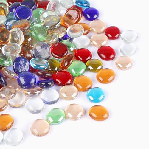 Bunte Glassteine und Muggelsteine – 180-200 Stück (900 g) | 15-20 mm Farbige Glasnuggets für Aquarium, Vasen, Hydrokultur & Deko | Hochwertige Mischfarben Ziersteine für kreative DIY-Projekte