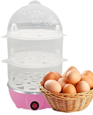 Sghtil Bollitore per uova veloce | Vaporizzatore automatico a 3 livelli per uova - Dispositivo da cucina con coperchio trasparente per la casa