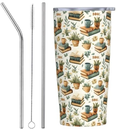 Vaso de café con tapa y pajita, vasos aislados de acero inoxidable de 20 onzas, taza de café personalizada, botella de agua