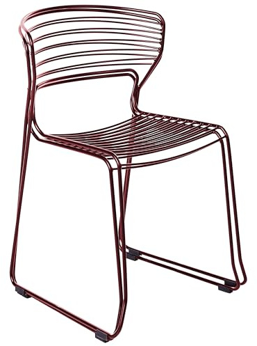 Beliani Gartenstuhl 2er Set Metall Stahl rot ohne Armlehnen stapelbar modern Pistoia