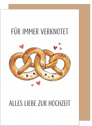 Edition Seidel Premium Glückwunschkarte zur Hochzeit mit Umschlag. Hochzeitskarte Grußkarte Karte Klappkarte Spruch Vermählung Ja-Wort Brautpaar Paar Mann & Frau Liebe Brezeln Herz Humor (H568 SW026)