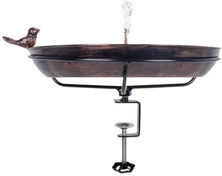 Bain d'oiseaux suspendu – Mangeoire de balustrade de balcon en métal, bol à pince réglable antirouille | Bassin de Style rétro, décor de jardin monté sur le pont extérieur pour l'observation des oisea