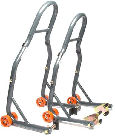 Motorcycle Front and Rear Paddock Stand with L-Adapter Combo Pack
