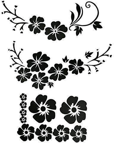 ACBungji Hibiskus Autoaufkleber Blumen blumenaufkleber autotattoos selbstklebend Aufkleber Fenster Schwarz Weiß wasserfest (Schwarz Blume)