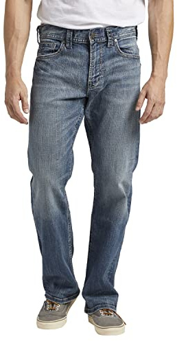 Silver Jeans Co. Gordie Jeans med avslappnad passform och raka ben, medium vintage, 40 B x 32 L