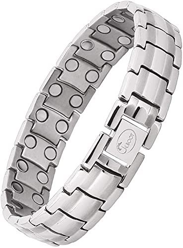 JEROOT Pulsera magnética de titanio, pulsera magnética para hombre, pulsera ajustable con herramienta de extracción, caja de regalo de joyería (3500 Gauss), 1 Count (Pack of 1), Titanio