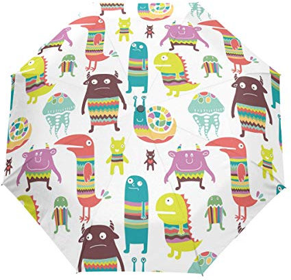 Funny Art Master Ghost Automatic Foldable Umbrella UV Protection Auto Open Close Folding Windproof Sun Blocking for Travel Beach Women Kids