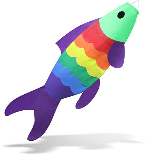 Anley 40 pollici Carp Windsock - Rainbow Koi Gold Fish Streamer Wind - Bandiera giapponese dei cartoni animati per giardino, decorazione del cortile