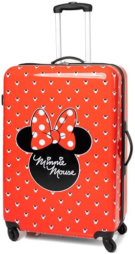 Disney Minnie Mouse Koffer für Erwachsene & Kinder | Optionen für kleine, mittlere oder große Kabinen-Handgepäckstaschen | Frauen Mädchen roter Hartschalen-Trolley zum Reisen