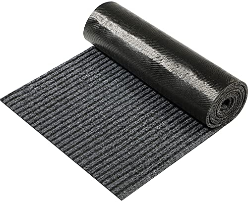 Nuanchu Alfombra Grande de Exteriores Semiacabada 40 x 200 cm Estera de Puerta Estrecha Alfombrillas Antideslizantes Rollo de Alfombra Impermeable para Entrada Baño Interior Exterior (Gris, 1 Rollo)