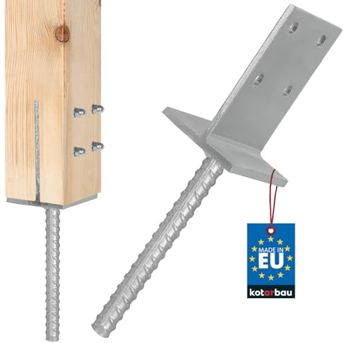KOTARBAU® T-Pfostenträger 130x90x6mm zum Einbetonieren mit Betonanker aus Bewehrungsstahl Feuerverzinkt
