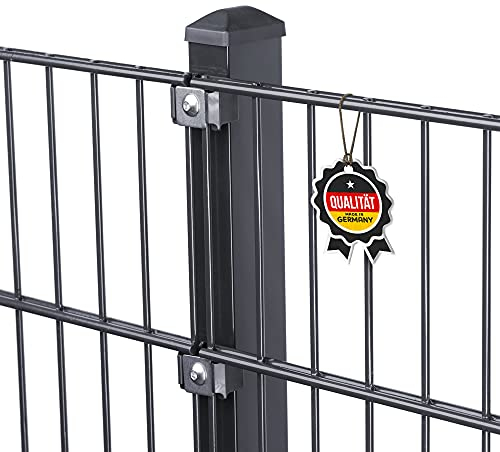 TerraUno - Doppelstabmattenzaun Komplettset - Modell Meru I Höhe 80,6cm I Länge 20m I Anthrazit RAL 7016 I Made in Germany I Zaunset in verschiedenen Größenvarianten