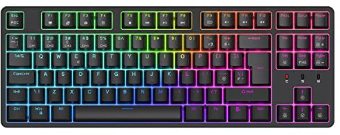 CIY X77 Hot-Swappable Mechanical Keyboard/RGB Gaming Keyboard/USB C/Anti Ghosting/N-Key Rollover/Compact Layout 88 Key/Magnetic Upper Cover/for Mac Windows (Black and Blue Switch)