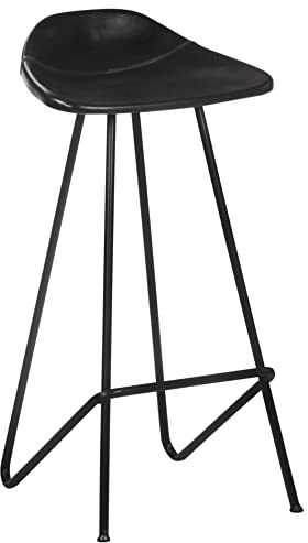 vidaXL Barhocker 2 STK. Schwarz Echtleder