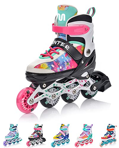 Meteor Youth Kids Junior Roller Skates Adjustable Roller Skates for Boys Girls 5 Sizes (M, Painter 4w1)