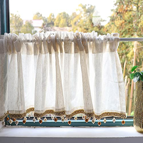 Transparente Cortinas de Cenefa de Cocina, Suave Corta Cortina con Bolsillo para Varilla Visillo Cortinas de Cocina Decoración Bistro Cortina para Café Bistro Granja, 1 Panel-150x60cm(59x24in)
