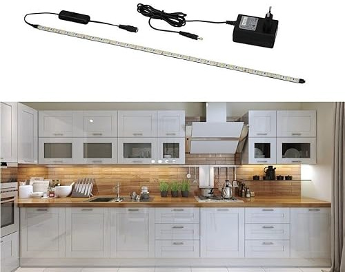 QLS LED Möbelbeleuchtung Schrankleuchte Unterbauleuchte Umschalter Leiste 100cm Zimmer Küche 12V Kaltweiß