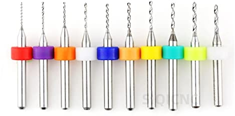 Hartmetall-Mikrobohrer Mini-Bohrer-Set Leiterplatten-Bohrer for Platine (Color : A, Size : 10pcs 0.18)