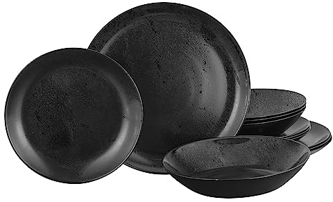 CreaTable, 33029, Serie Diana, 12-teiliges Geschirrset für 4 Personen, Teller Set aus Glas, spülmaschinen- und mikrowellengeeignet, Made in Europe
