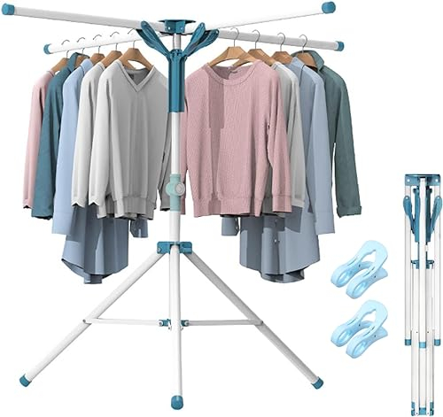 Wuciray Sechoir a Linge Pliable Trepied Etendoir Linge Intérieur et Extérieur Séchoir à Linge Parapluie sur Pied Retractable Pliable 110-180cm Grande Seche Linge Etandoire à Linge