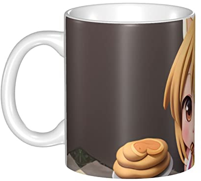 RFSHOP Tasse à café en céramique personnalisée avec poignée Motif petite fille mangeant un hamburger