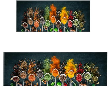 Soulnioi Küchenteppich-Set, rutschfeste Küchenmatte, Küchenteppich, für Esszimmer, Waschküche, als Heimdekoration, 40 x 60 cm + 40 x 120 cm