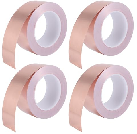 Tyatocepy Lot de 4 rubans adhésifs conducteurs en feuille de cuivre 50 mm x 30 m pour blindage Réparation électrique, anti-limaces, guitare