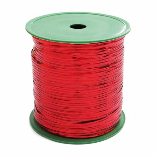 SHTGOI Rouleau de 400 yards/rouleau de rubans métalliques torsadés pour pain, bonbons, sacs, sacs cadeaux, fil de liage, clips de fermeture Rouge