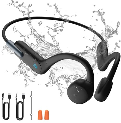 Dwolm [Bluetooth 5.4 Bone Conduction Headphones, 16.3mm Enhanced Bass Open Ear Headphones, IPX8 Waterproof Swimming Headphones,32GB of MP3 Storage, 8h Playtime, HD Calling Mic for Running (A9) (A6)…