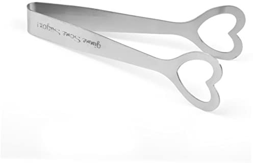 MAGICLULU Stainless Steel Heart Shaped Sugar Tongs Frosted Clips for Wedding Favors Kitchen Appetisers 106mm European Style