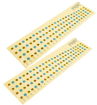 Bass Griffbrettaufkleber, Abnehmbar, zur Skalenhilfe | Papier und Pvc, Selbstklebendes Design, für Anfänger und Kinder, 2 Stück