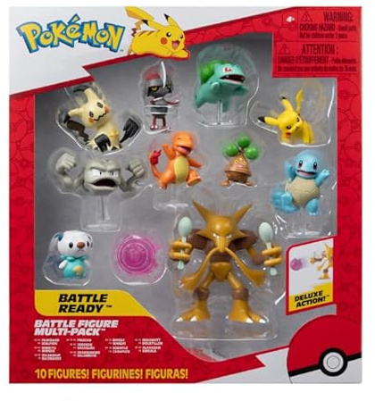 Pokémon PKW - Figura de Batalla MP 10Pk 5.1 cm: Pikachu #4, Squirtle #5, Bulbasaur #5, Charmander #5, Geodude, Mimikyu, Pawniard, Bonsly, Oshawott; 11.4 cm Alakazam - TGT