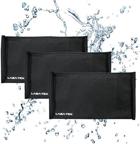 LABA-TEX – Tappetino antiallagamento, set di 3 pezzi: 50 x 25 cm, sacchi senza sabbia attivati con acqua per porte, porte di cantine e garage, barriera antiallagamento con capacità di 5 litri