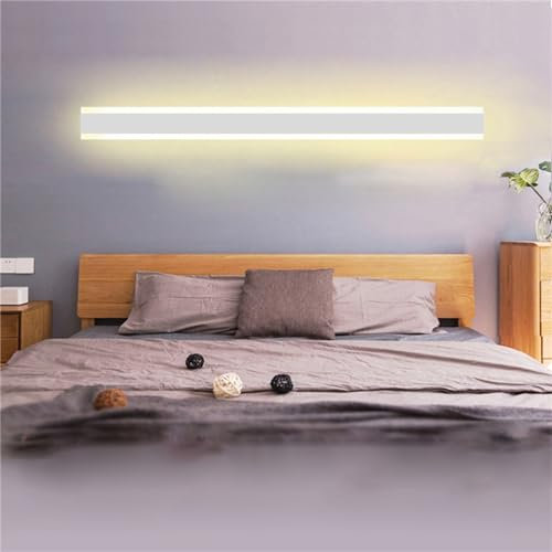GZZBMY Wandleuchte LED Moderne Lange Wandlampe Innen Acryl Lichter Dimmbar Mit Fernbedienung Minimalistische Innenwandleuchte Weiß Innenraum Wohnzimmer Badezimmer Schlafzimmer (Warmes Licht,100CM)
