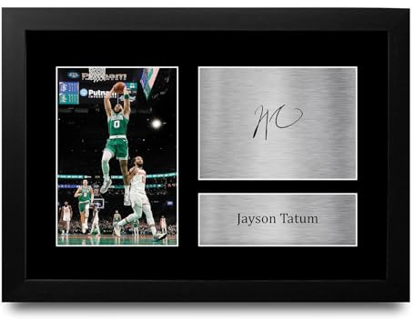 HWC Trading FR A4 Jayson Tatum Boston Celtics Basketball Geschenke Gedrucktes Signiertes Autogramm Foto für Fans von Basketball Memorabilien - A4 Gerahmt