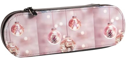 WURTON Stylisches Federmäppchen aus Leder mit rotem Weihnachtsball-Aufdruck – kompakt und vielseitig, Stifteetui aus Leder