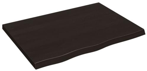 Makastle Waschtischplatte Holzbohlen Ideal für Aufsatzwaschbecken, Tischplatte Holzplatte Baumkanten-Platte für Heimwerker, Arbeitsplatten, Dunkelbraun 80x60x(2-4) cm Massivholz Behandelt