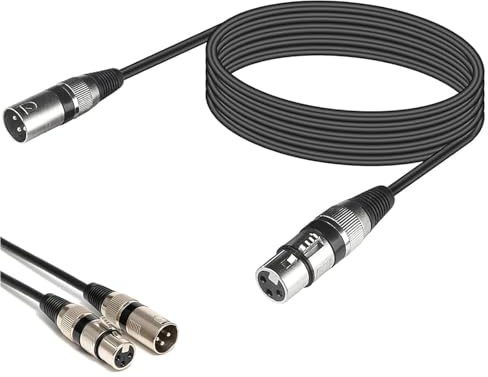 TIYETTIYI XLR Cable 3-Pin,3.28FT/1M Male to Female Clear Stereo Extension,Balanced Microphone Lead for Studio Recorder, Amplifier, Mixer,Black