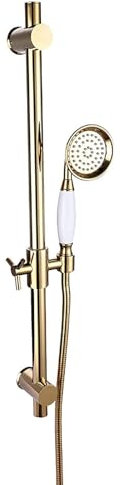 Barre coulissante de douche réglable en laiton – Rail de douche mural doré avec support, pommeau de douche, tête à main, tuyau
