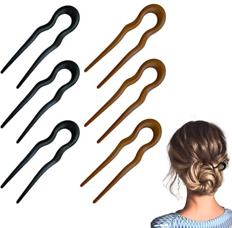 French Hair Pin,6 Stück Französische Haarnadel,U-Förmige Haarnadel,French Twist Hair Pin,Haargabel, Französisch U Förmige Haarnadeln für Damen,Geeignet für Die Frisur mit Hohem Dutt