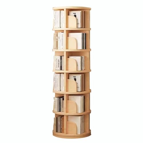Drehbares Bücherregal aus Massivholz für Zuhause, Büro, 6 Etagen, drehbares Bücherregal (39 x 191 cm)