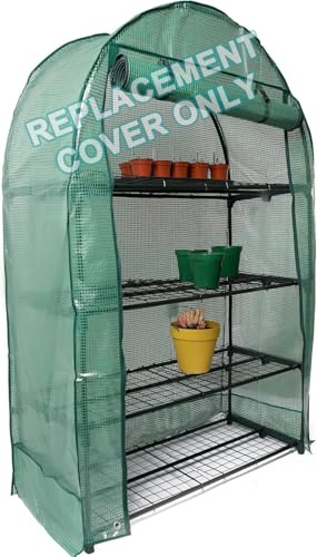 DIVCHI 4 Tier Greenhouse Cover Heavy Duty Replacement Spare Reinforced Growhouse Green PE Cover - 105 x 45 x 160